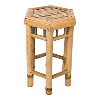 Table d'appoint vintage Tabouret de fleur Banc de fleur Mid Century Bambou Table de nuit Tabouret de