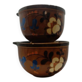 Set of 2 Schramberg SMF Triberg bowls, vintage German ceramic, floral design.