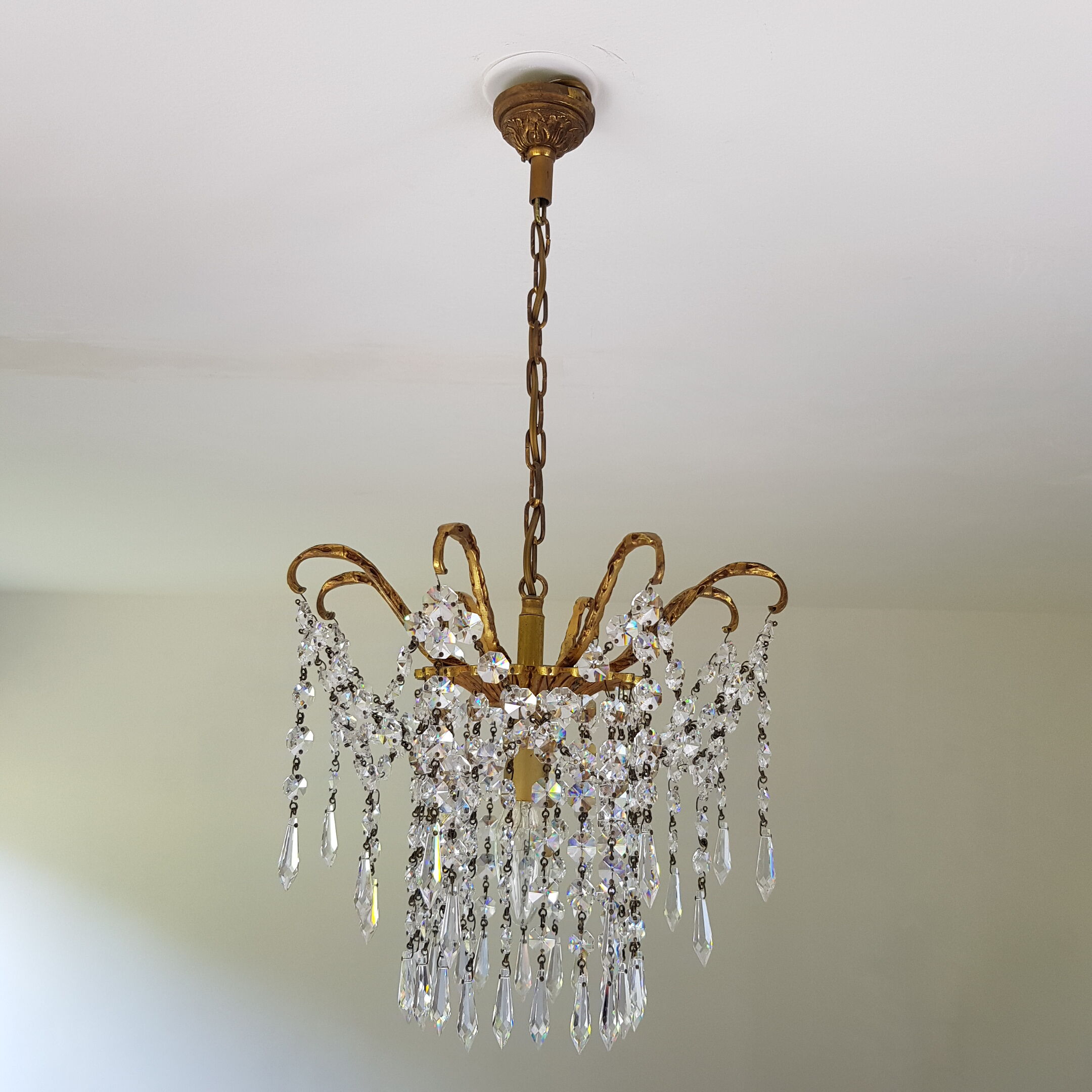 Superb bronze chandelier and Crystal pendants