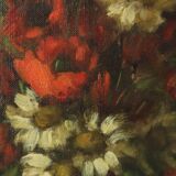 Flowers Still Life Painting Oil on Canvas Amateur Signed