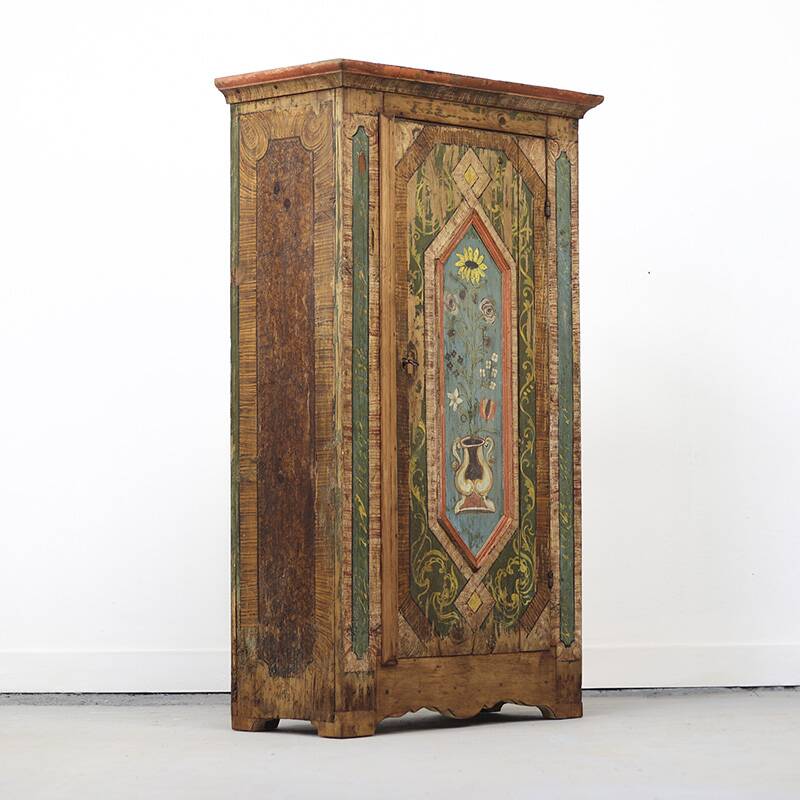 Folk art painted wedding cabinet