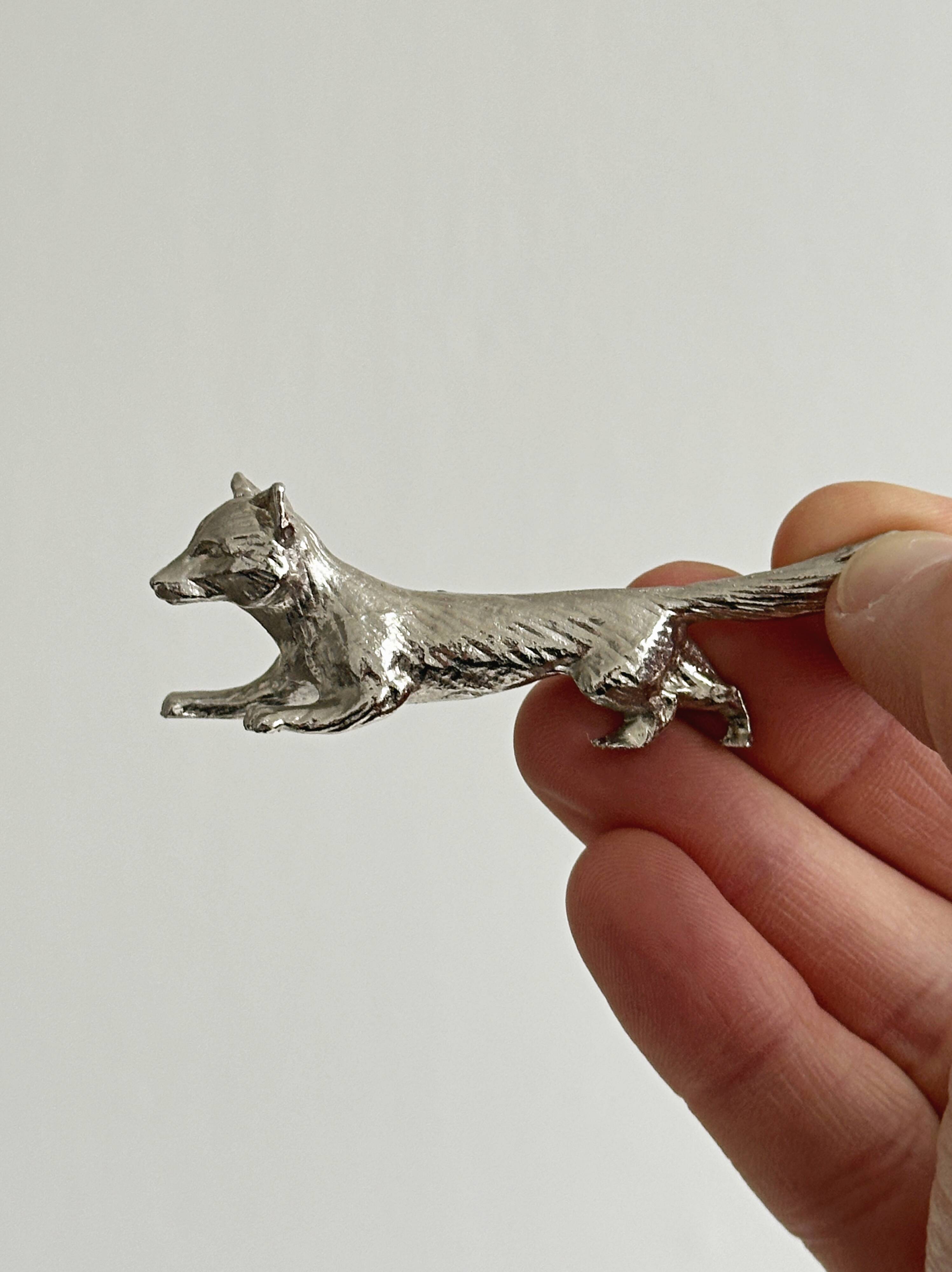 Set of 6 metal fox knife rests