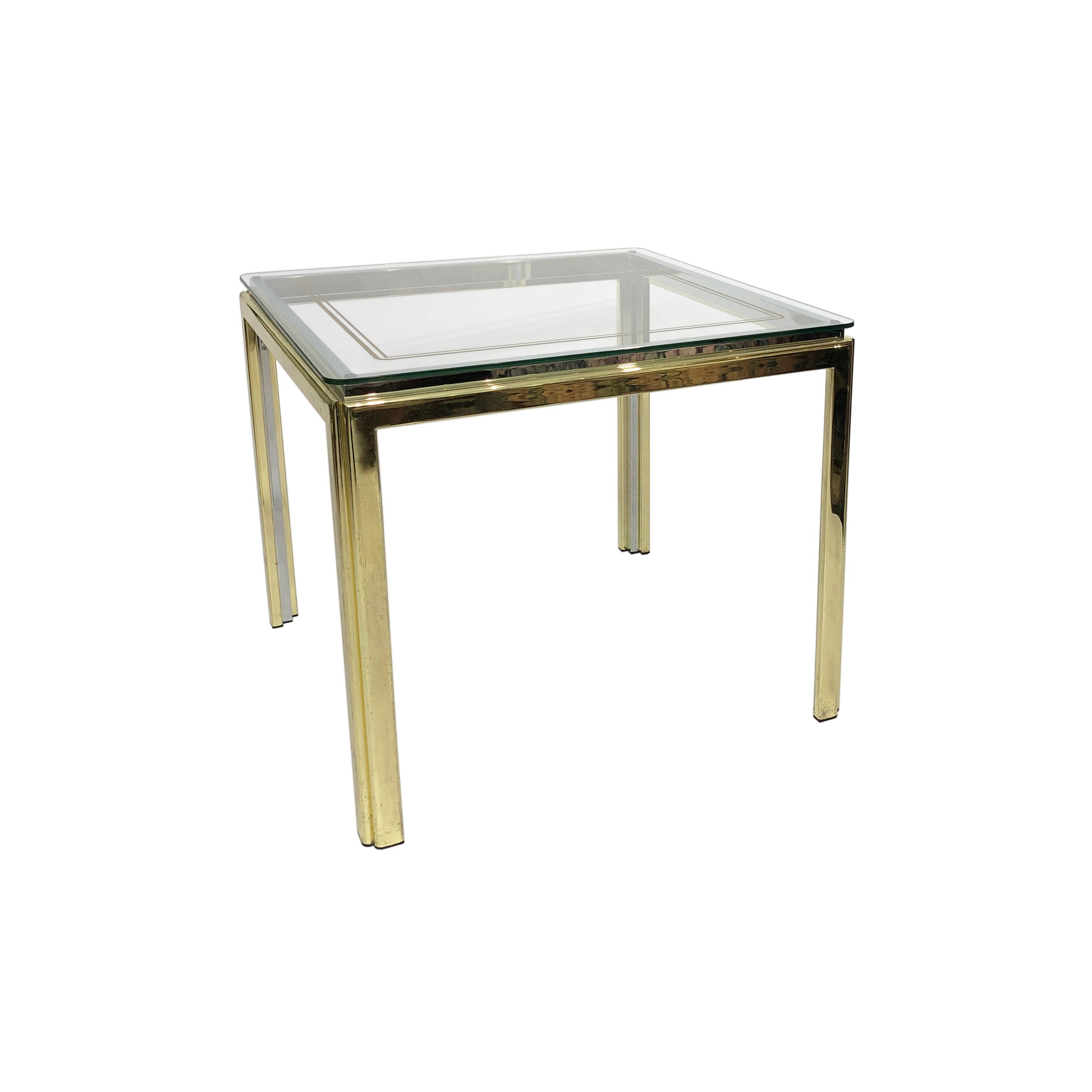 1970s brass and chrome side table renato zevi glass