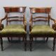 French Art Deco walnut dining chair set with armchairs, France 1930s