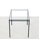 Black minimalist metal side table with glass top, 1960's