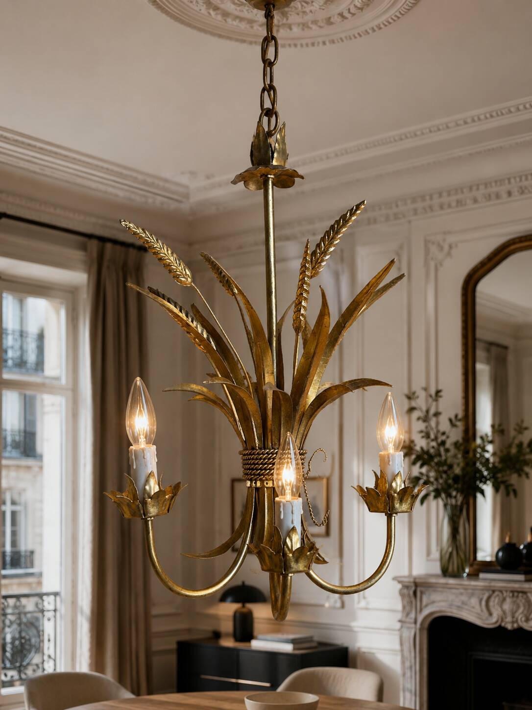 Lustre épis de blé style Hans Kögl - Hollywood Regency, années 70