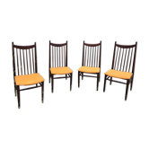 Chaises en acajou haut dossier vintage Années 60