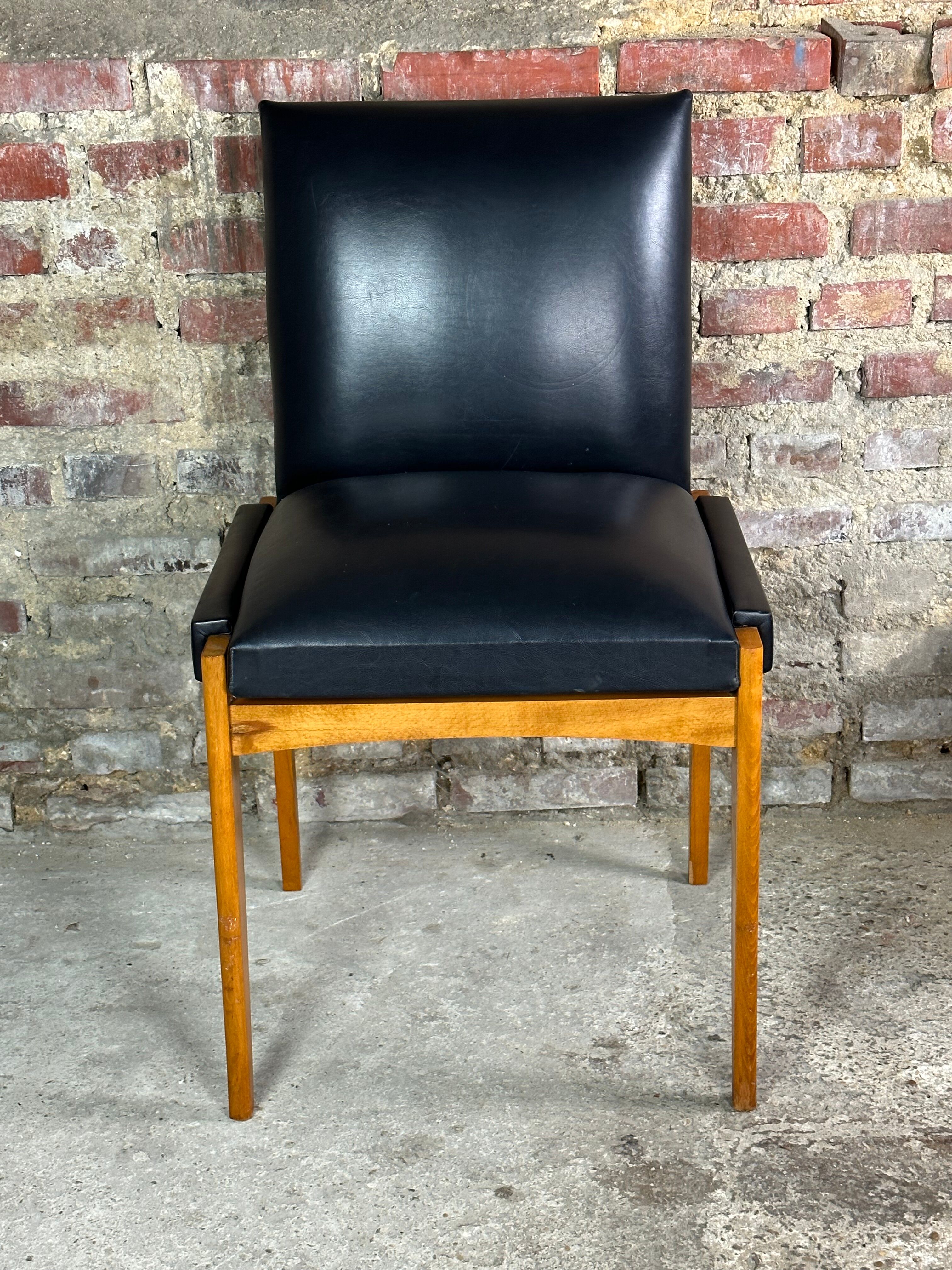 Armchair with vintage system 1950 in wood and imitation