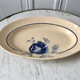oval dish blue flowers Saint-Amand 30s-40s