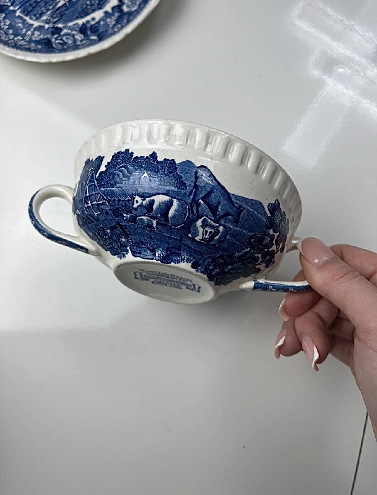 Adams English Scenic dish and bowl with handles