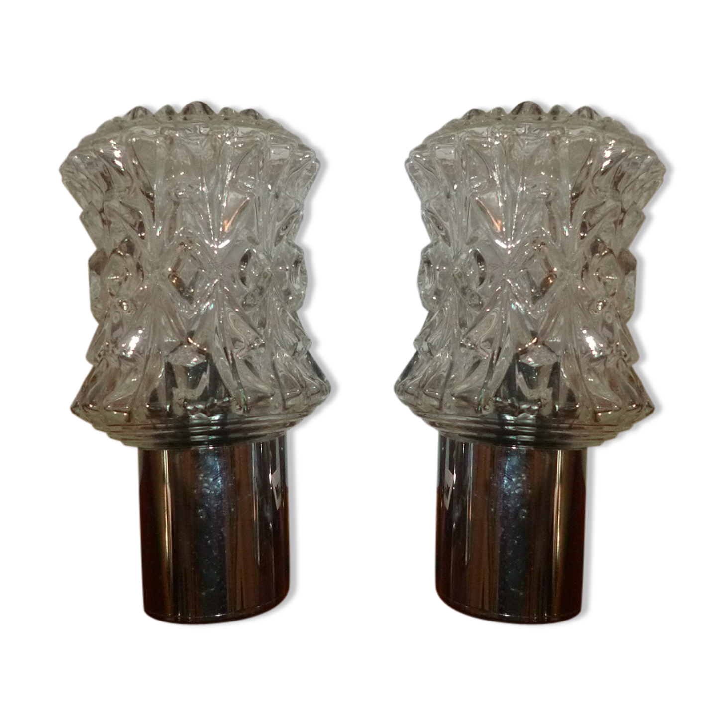 Pair of sconces glass chrome of the years 60/70