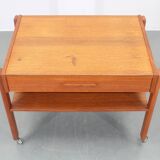 1960s Danish Teak Sewing Cart or Side Table