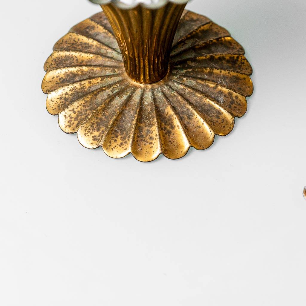 Lampadario a sospensione circolare vetro ottone anni ’50 vintage