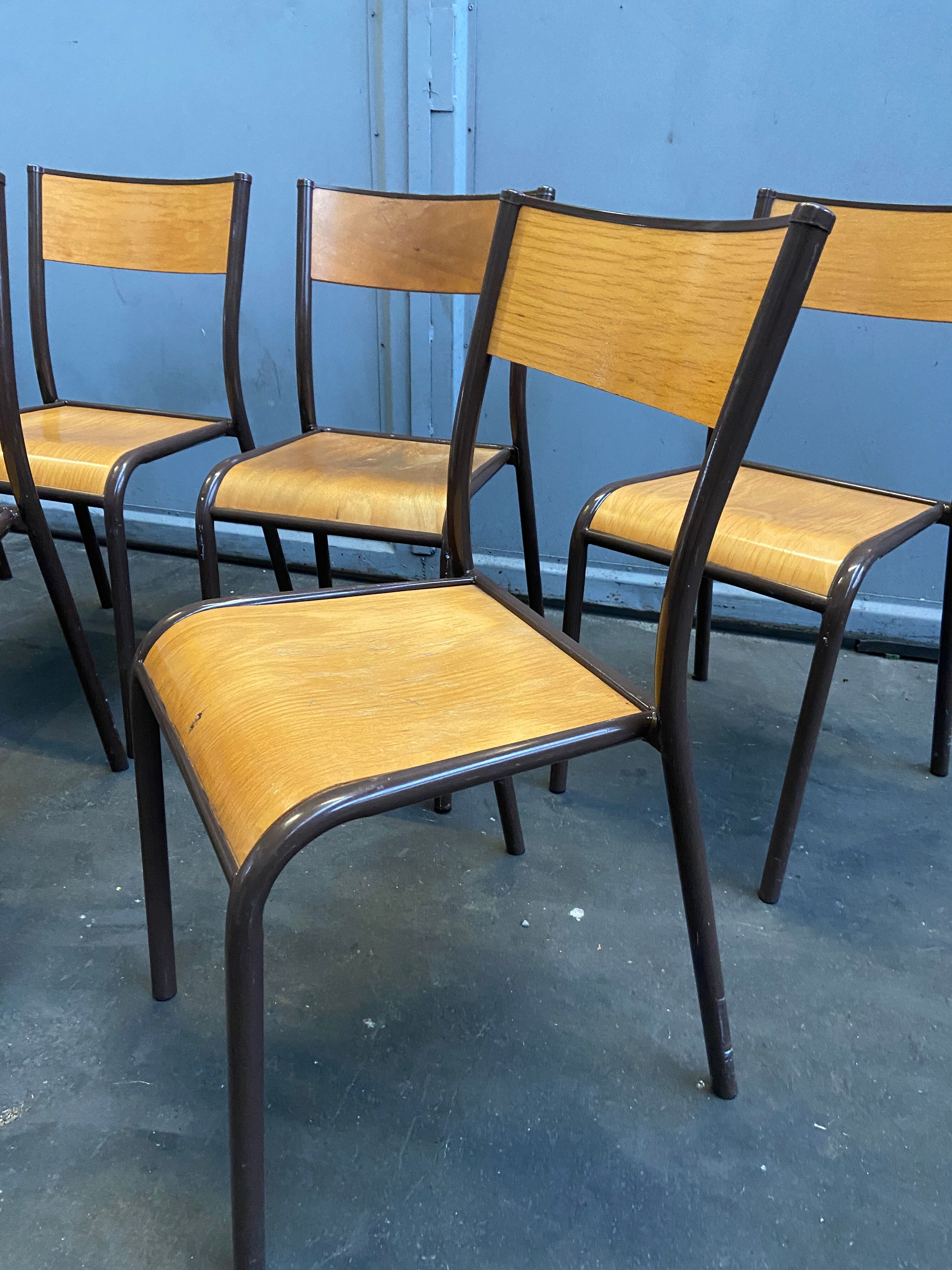 6 vintage school chairs