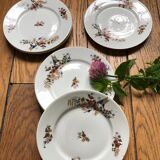 Set of 7 vintage dessert plates, butterfly pattern