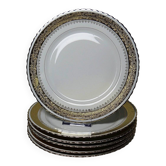 Set of 6 vintage flat plates ADP L Royal Limoges, gilded porcelain - 2