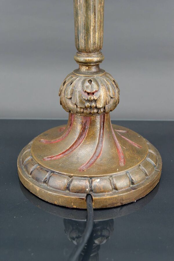 Grande lampe Art Deco en bois doré, France, circa 1920