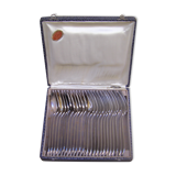 Coffret de douze fourchettes et douze cuillères. Orfèvre Argental.