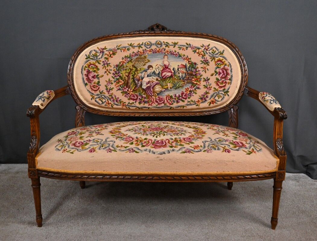 Beech canapé, stained, Louis XVI style - 1920