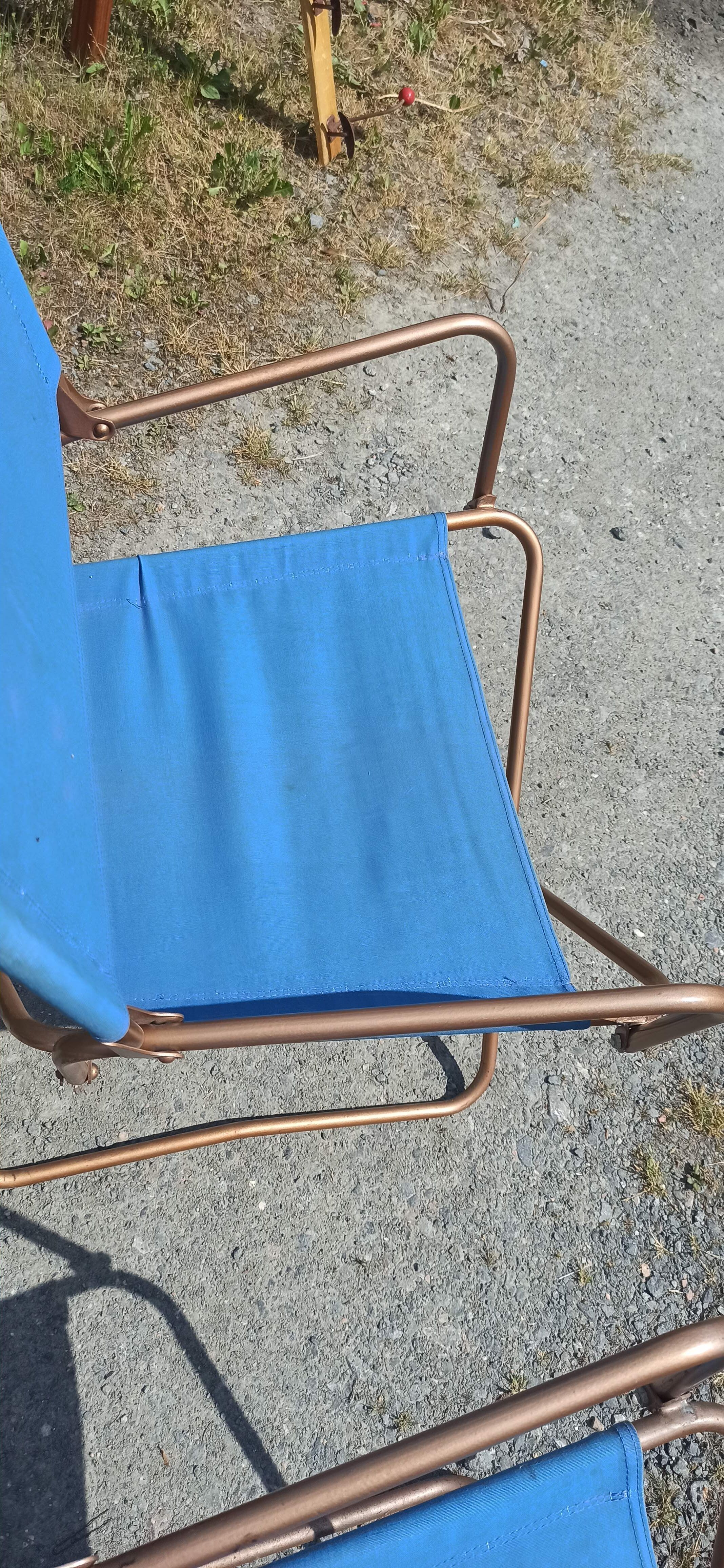 Paire de fauteuils chaises lafuma chantazur toile bleu