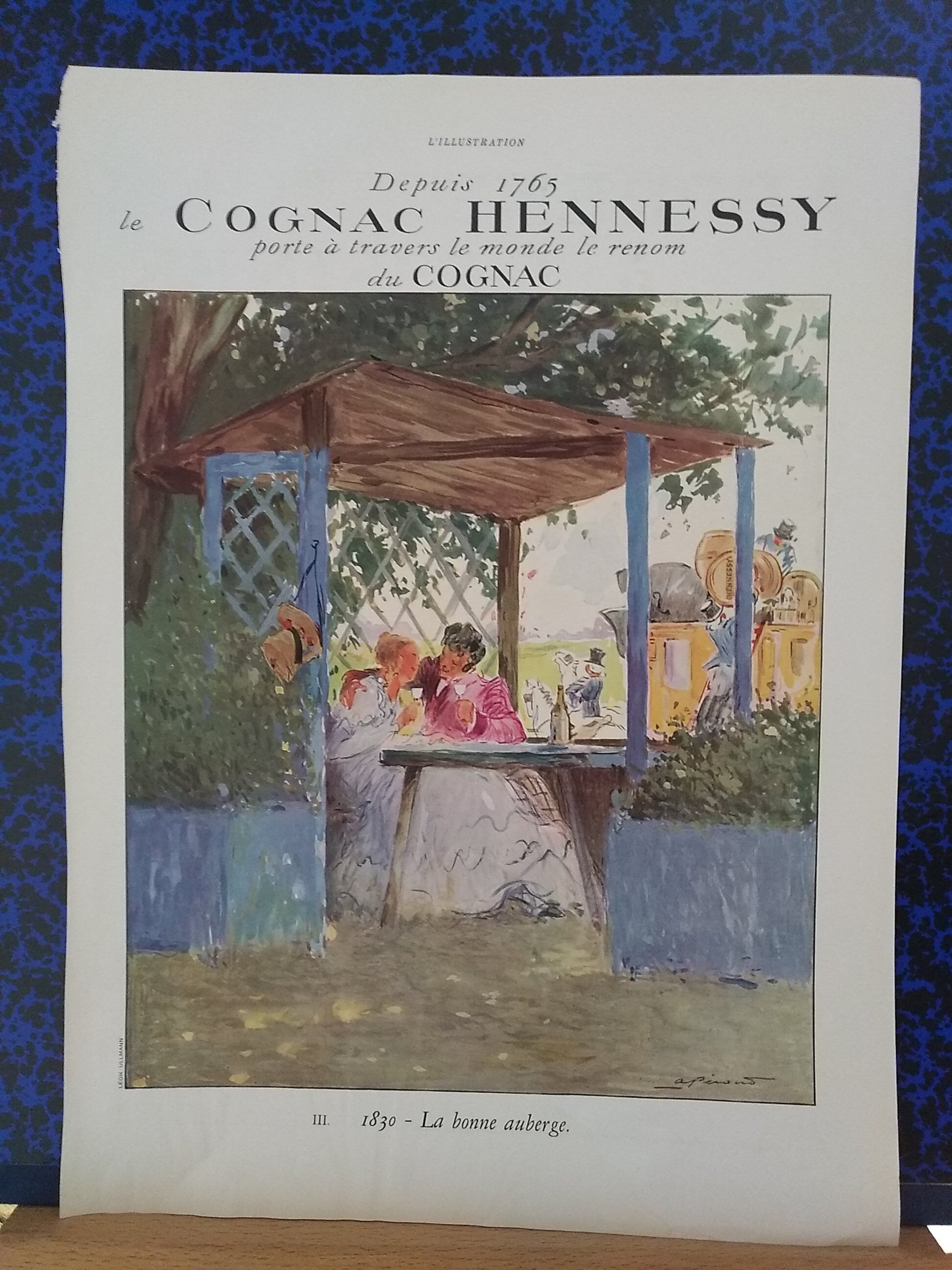 Advertisement color paper Cognac Hennessy magazine illustration 1937