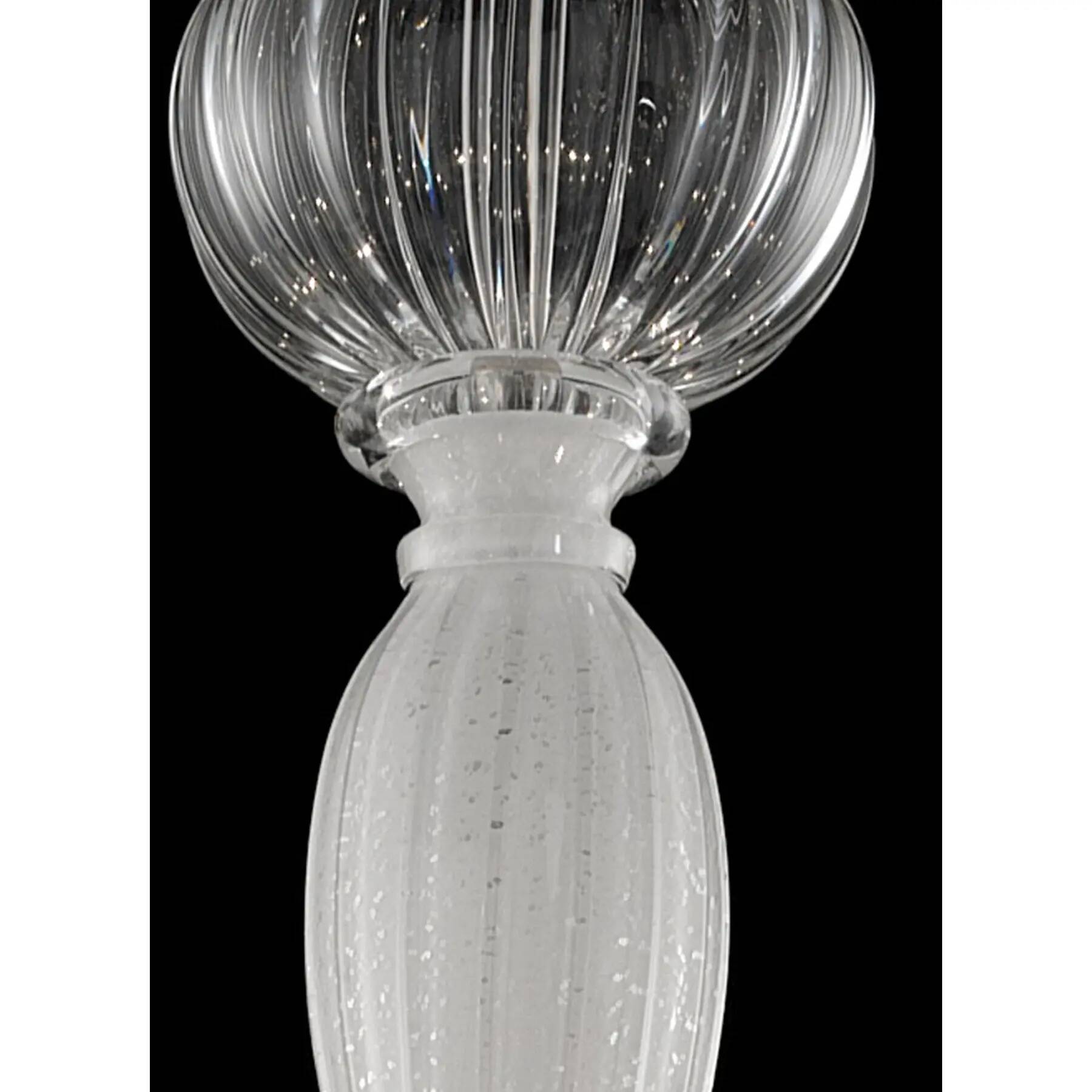 Contemporary Linear Transparent and White With Silver-Leaf Murano Glass Cha