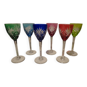 Saint louis chantilly 6 rhine wine glasses roemer colored crystal - 21.5 cm