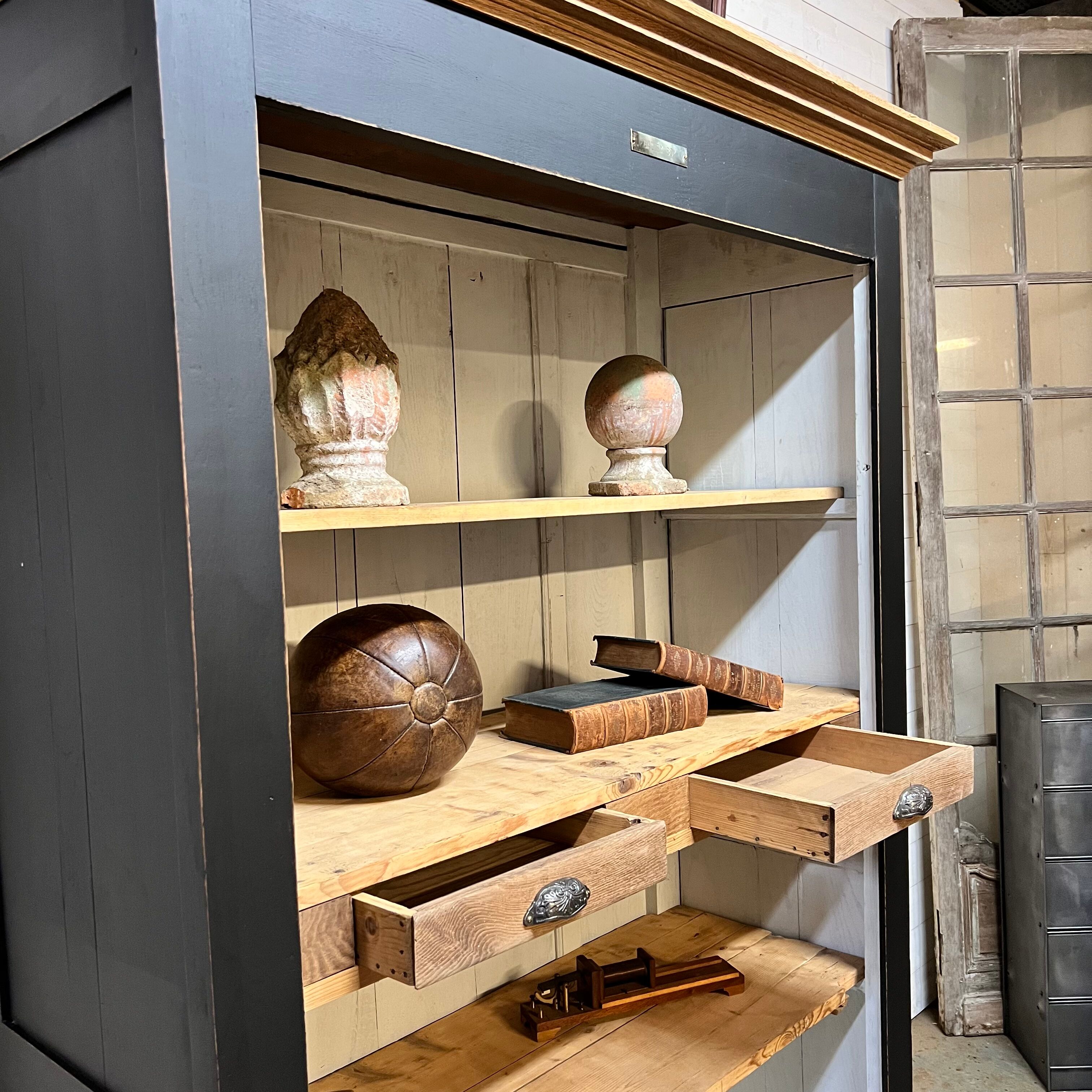 Patinated chestnut cabinet bookcase