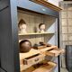 Patinated chestnut cabinet bookcase