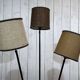 1960s floor lamp with three lights and its period lampshades.