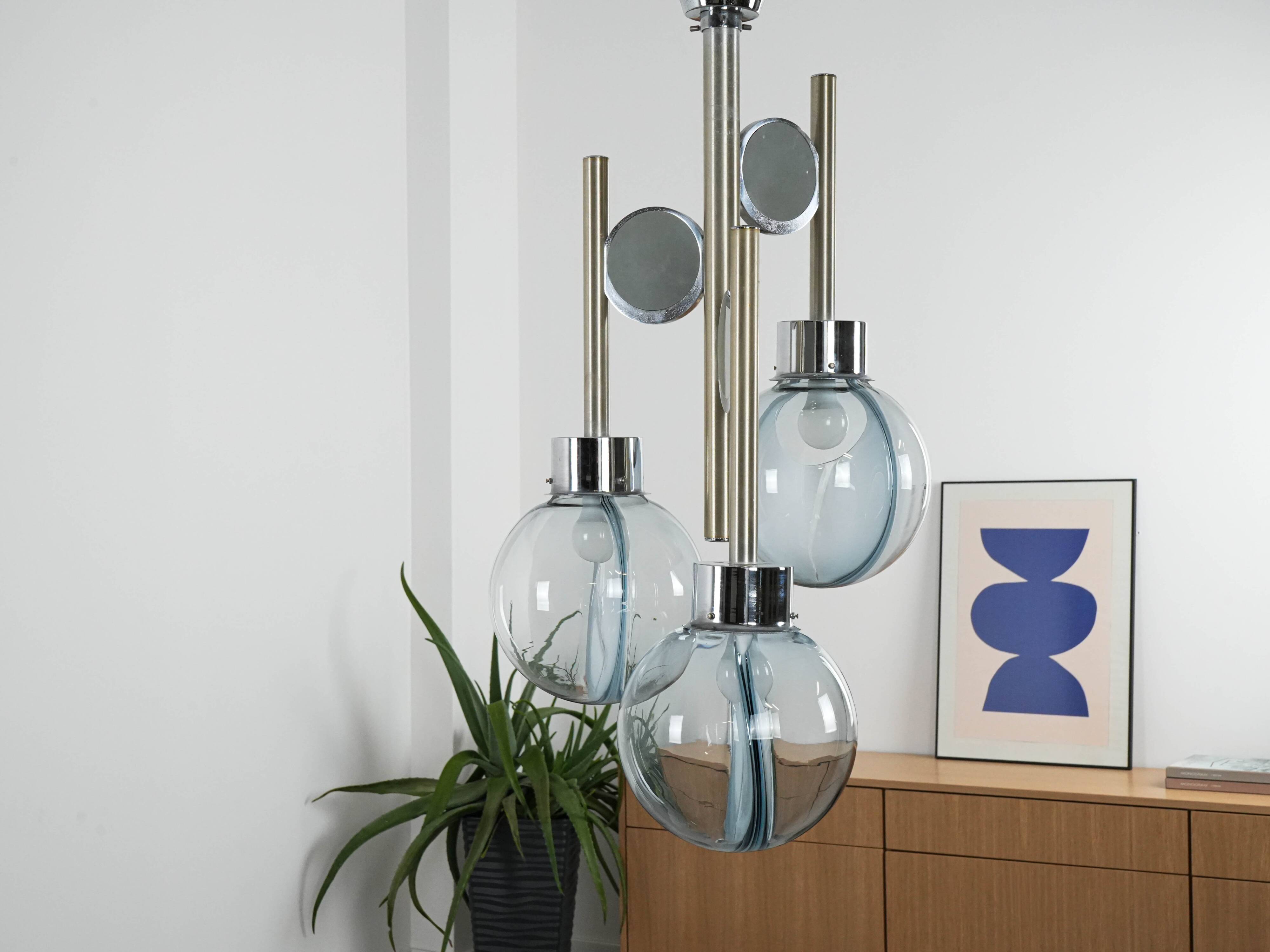 Space Age chandelier, Murano glass, 1970s, made in Italy