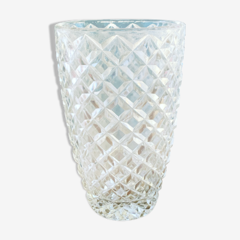 Vase vintage en verre ciselé