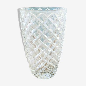 Vintage chiseled glass vase