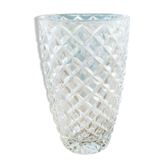 Vintage chiseled glass vase