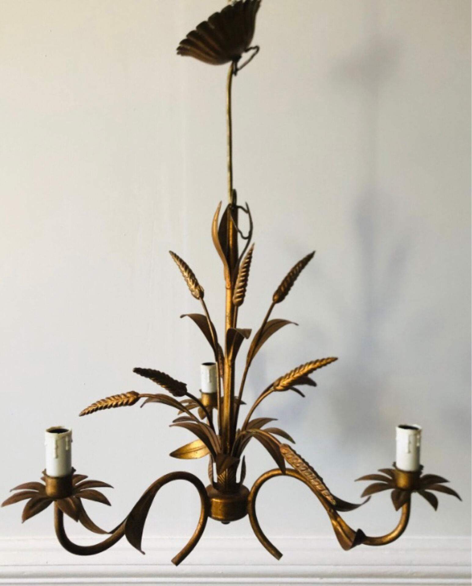 Florentine chandelier in wheat ear style by Hans Kögl Hollywood Regency