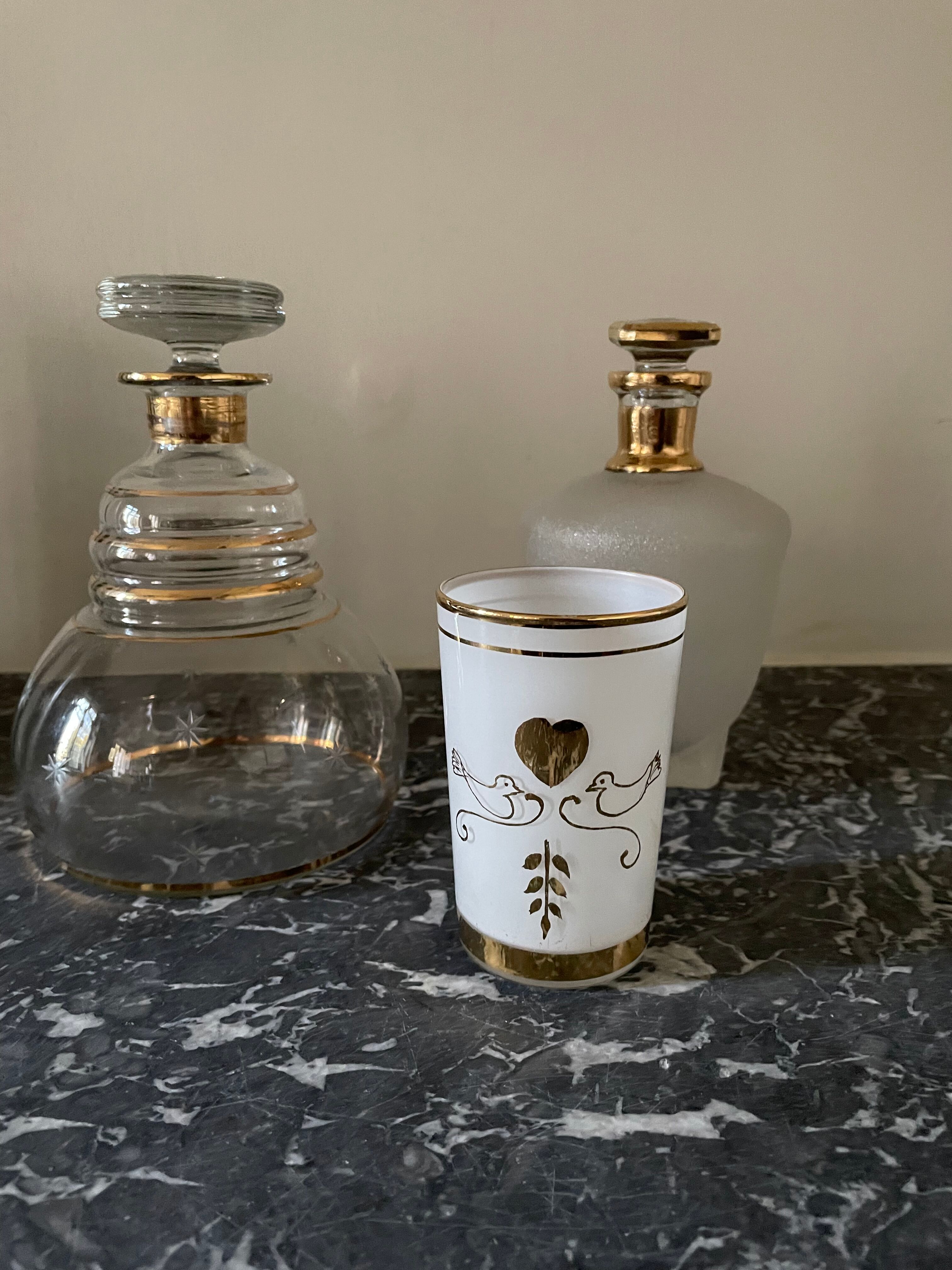 Golden glass carafons