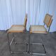 Ensemble de 2 chaises haute Bar Cesca / Design Marcel Breuer / Noyer clair, osier