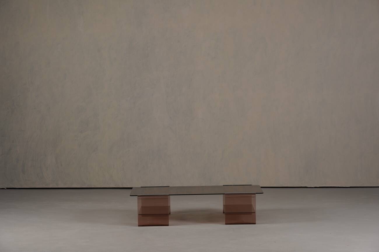 Vintage Michel Dumas plexiglass and glass coffee table for Roche Bobois, 1970s