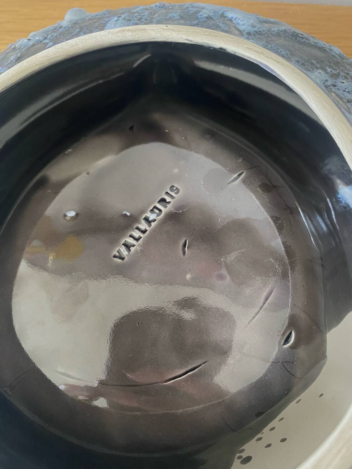 Vallauris Ashtray Pocket Empty Ceramic Blue Grey Antique Vase