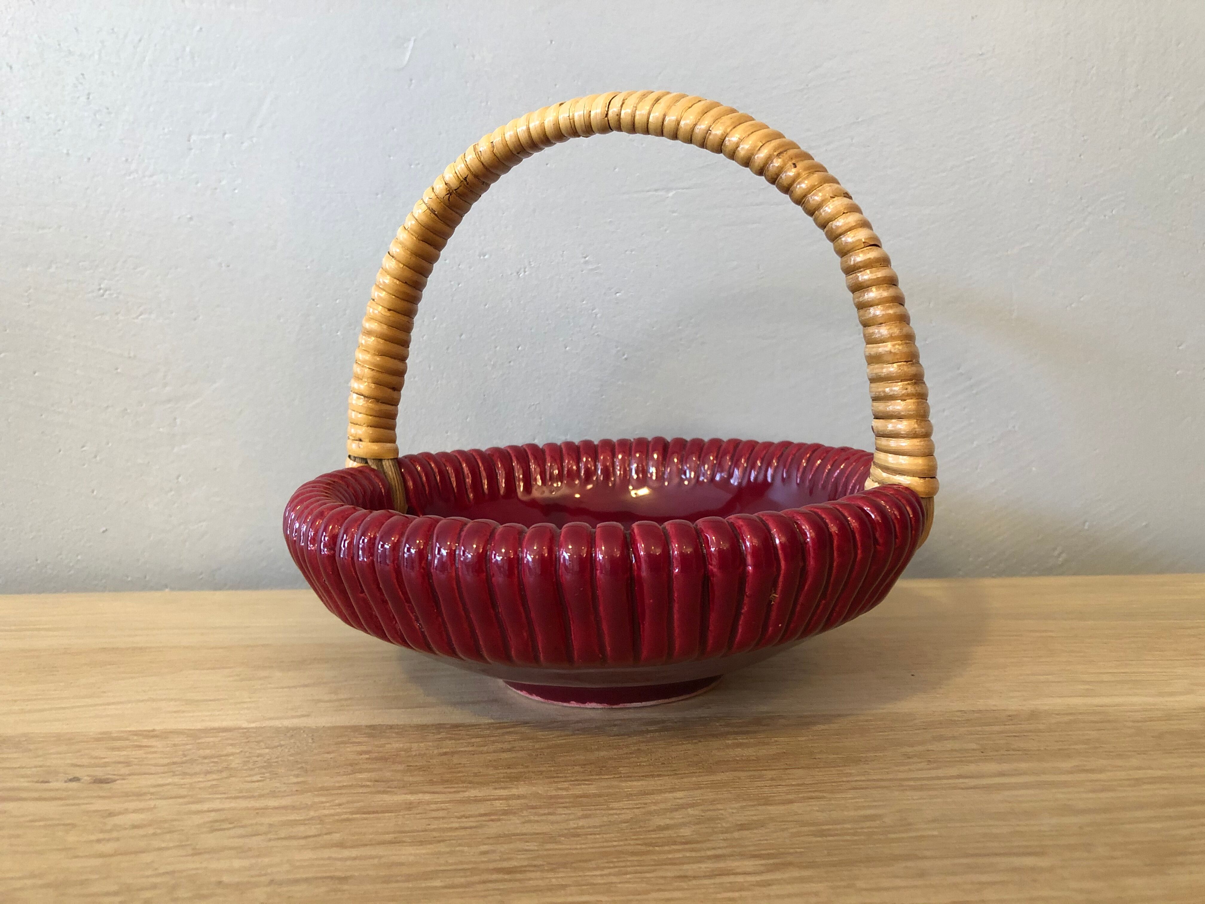Ceramic and rattan basket