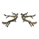 6 Vintage Silver Metal Knife Rests - Elegant Fox Design