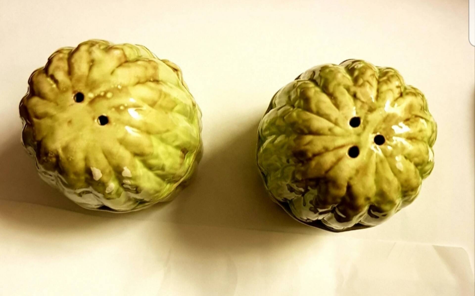 Set of salt and pepper shakers, barbotine