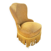 Vintage mustard velvet crab chair with fringes – 1970s