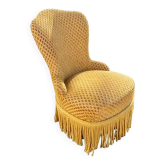 Vintage mustard velvet crab chair with fringes – 1970s