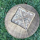 Large flat rattan basket