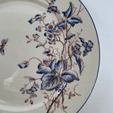 6 dessert plates sarreguemines blue flowers and butterfly