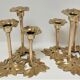 Pair of candlesticks solid brass vintage flowers