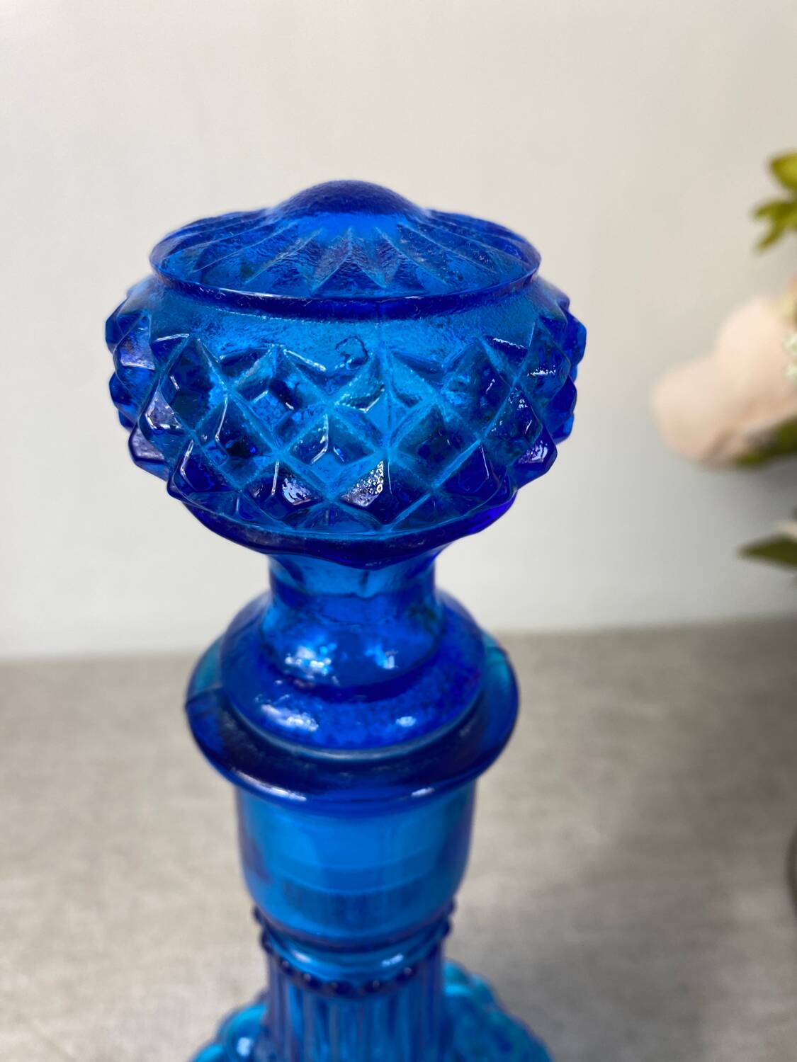 Carafe en verre d’empoli bleu