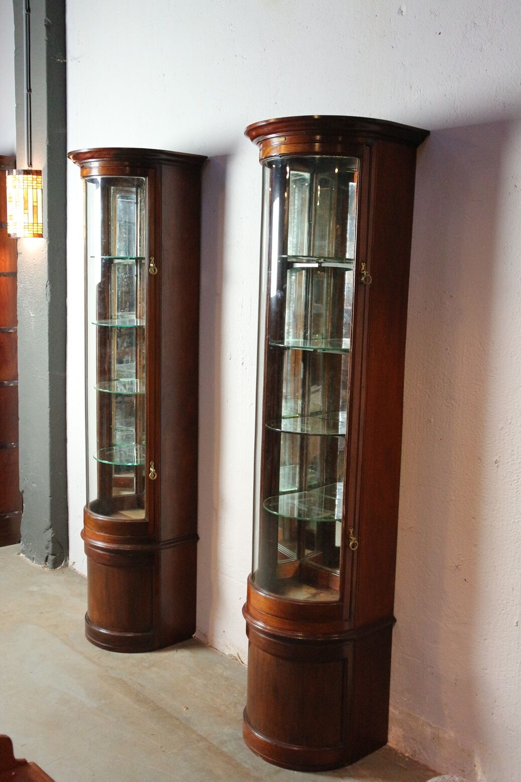 Set of 2 antique display cabinets