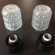 Paire de plafonniers cylindriques  en verre structuré / vintage années 60-70